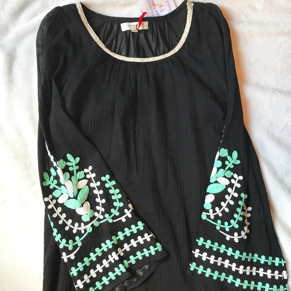 Umgee Boho Embroidered Bell Sleeve Dress | Small
